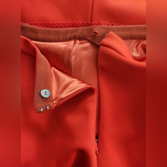 Carven Cut Out Flared Designer Skirt Red Orange sz Large - Picture 7 of 10